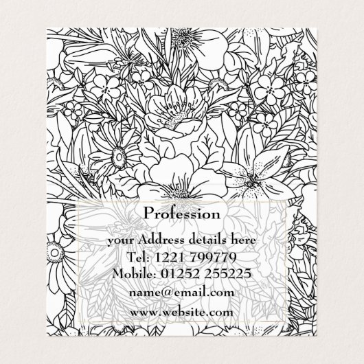 Ontwerp van Elegant Hand-tekenflorale doodles Visitekaartje (Binnenkant ongevouwen)