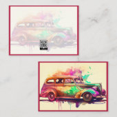 ONTWERP VAN ELEGANT WATERVERF VINTAGE CAR NOTITIEKAARTJE (Voorkant / Achterkant)
