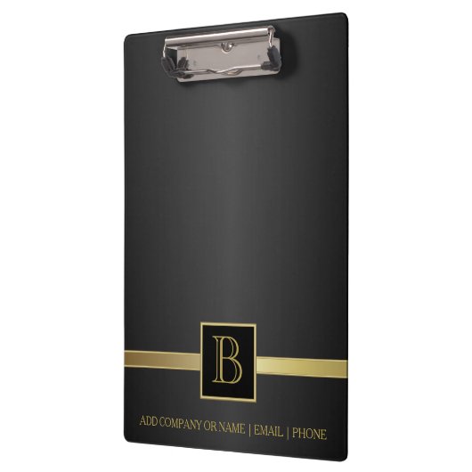 Ontwerp van Executive Black & Gold Monogram Klembord (Links)