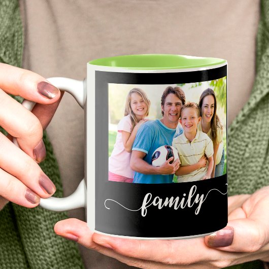 Ontwerp van familiefoto tweekleurige koffiemok