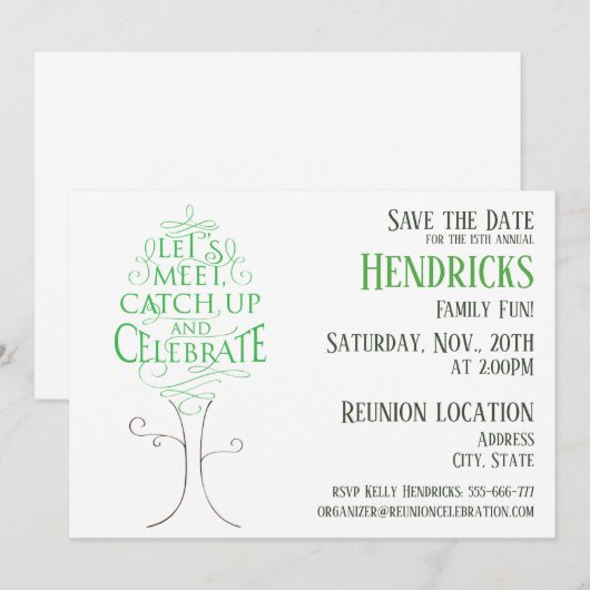 Ontwerp van familiereünie. kaart (Voorkant / Achterkant)