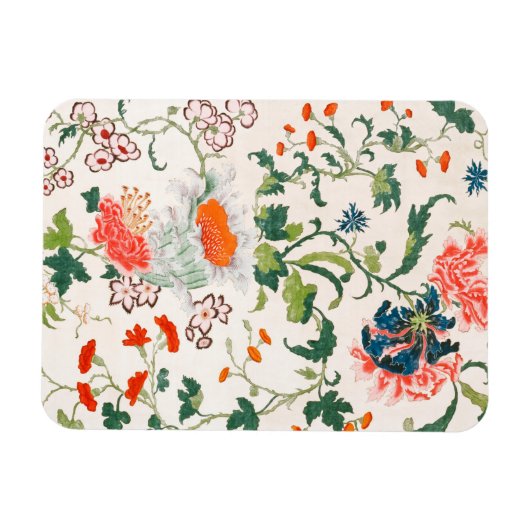 Ontwerp van fijne Chinese zijden bloem midden 18e  Magneet (Horizontaal)