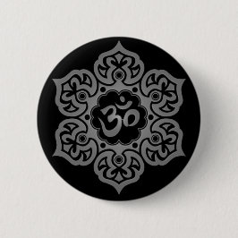 Ontwerp van Floral Grey en Black Aum Ronde Button 5,7 Cm