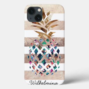Ontwerp van Floral Pineapple Monogram Case-Mate iPhone Case