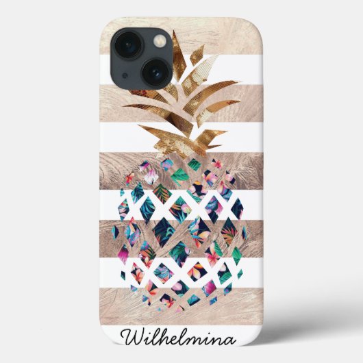 Ontwerp van Floral Pineapple Monogram Case-Mate iPhone Case (Achterkant)