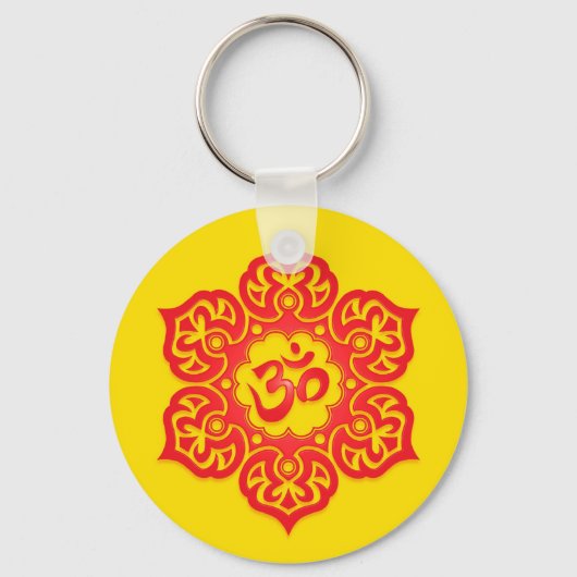 Ontwerp van Floral Red en Yellow Aum Sleutelhanger (Voorkant)