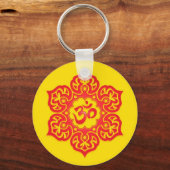 Ontwerp van Floral Red en Yellow Aum Sleutelhanger (Voorkant)