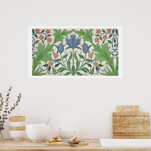 Ontwerp van Floral wallpaper Poster (Keuken)