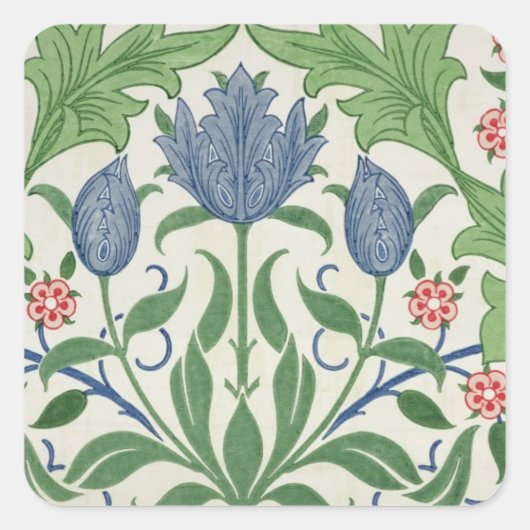 Ontwerp van Floral wallpaper Vierkante Sticker (Voorkant)