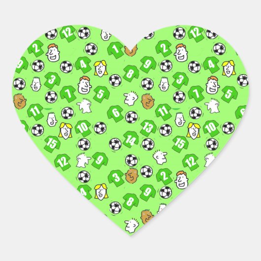 Ontwerp van football met groene Shirten Hart Sticker (Voorkant)