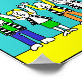 Ontwerp van football met spelers en koelventilator poster (Hoek)