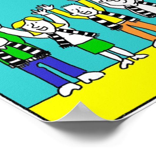 Ontwerp van football met spelers en koelventilator poster (Hoek)