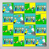 Ontwerp van football met spelers en koelventilator poster (Voorkant)