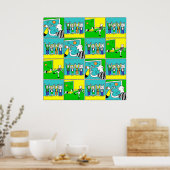 Ontwerp van football met spelers en koelventilator poster (Keuken)