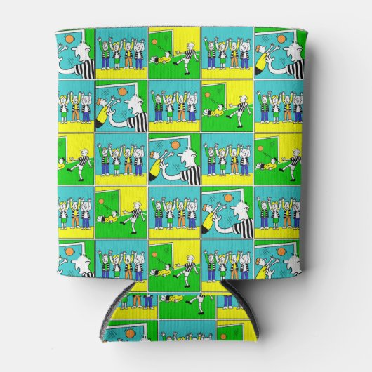 Ontwerp van football met spelers en liefhebbers blikjeskoeler (Voorkant)