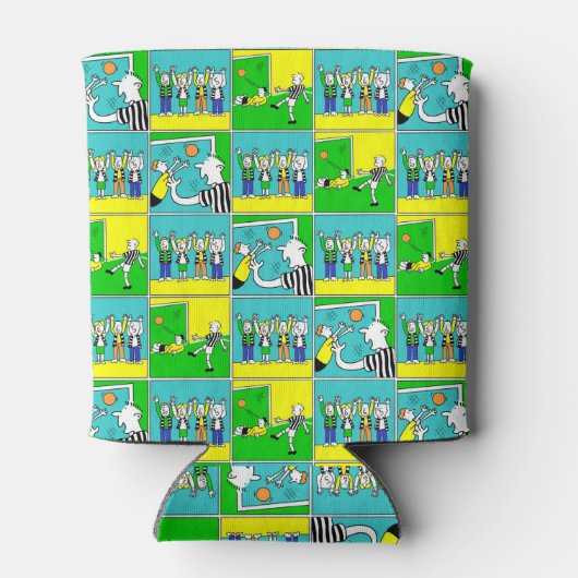 Ontwerp van football met spelers en liefhebbers blikjeskoeler (Achterkant)