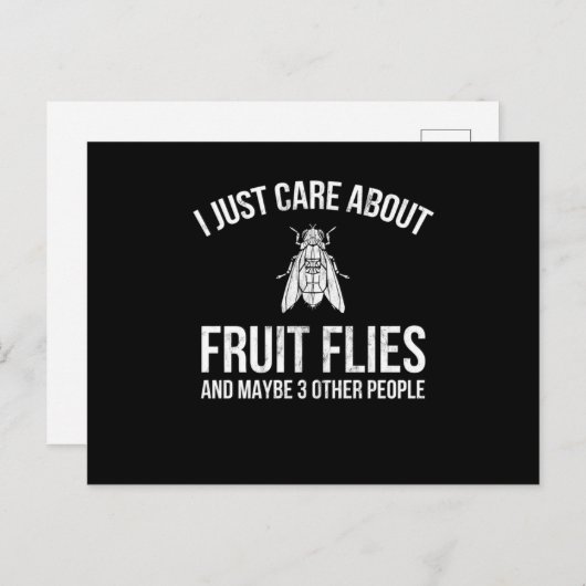 Ontwerp van fruitvliegen waar ik alleen om geef briefkaart (Voorkant / Achterkant)