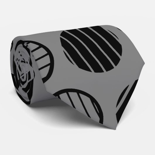 Ontwerp van Funky Grey en Black Arty Striped Stipp Stropdas (Opgerold)