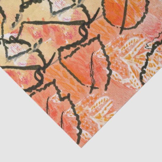 Ontwerp van geaarde bladeren op weefselpapier tissuepapier (Detail)