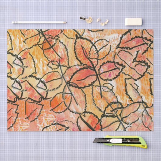 Ontwerp van geaarde bladeren op weefselpapier tissuepapier (Craft)