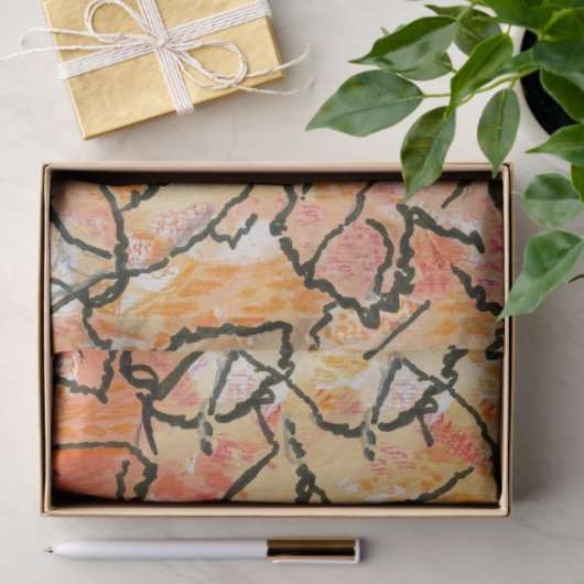 Ontwerp van geaarde bladeren op weefselpapier tissuepapier (Geschenk)