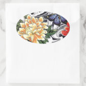 Ontwerp van geel Tattoo met pony en Butterfly Ovale Sticker (Tas)