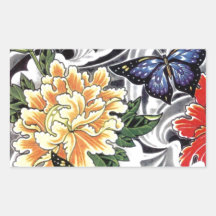 Ontwerp van geel Tattoo met pony en Butterfly