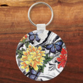 Ontwerp van geel Tattoo met pony en Butterfly Sleutelhanger (Voorkant)