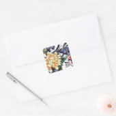 Ontwerp van geel Tattoo met pony en Butterfly Vierkante Sticker (Envelop)