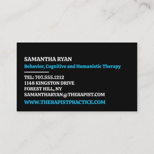 Ontwerp van geestelijke gezondheid, psychotherapeu visitekaartje (Achterkant)
