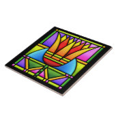 ontwerp van gekleurde glazen tulp/lotus tegeltje (Zijkant)