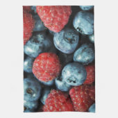 Ontwerp van gemengde bessen (bosbessen en framboze theedoek (Verticaal)