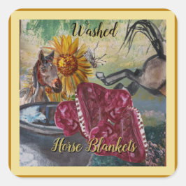 Ontwerp van gewassen paardendekens vierkante sticker