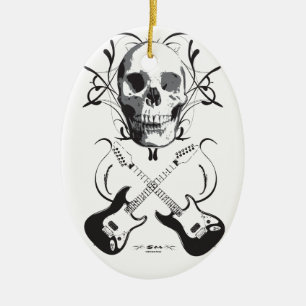 Ontwerp van gitaar en schedel keramisch ornament