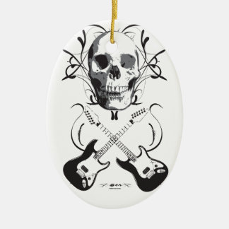 Ontwerp van gitaar en schedel keramisch ornament