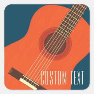 Ontwerp van gitaar/muziekillustratie vierkante sticker
