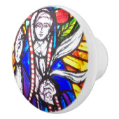 Ontwerp van Glas in lood met religieuze afbeelding Keramische Knop (Rechts)