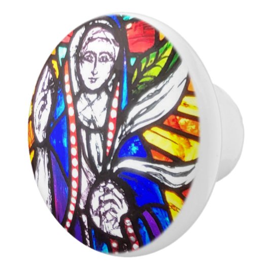 Ontwerp van Glas in lood met religieuze afbeelding Keramische Knop (Rechts)