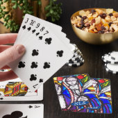 Ontwerp van Glas in lood met religieuze afbeelding Pokerkaarten (Insitu)