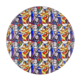 Ontwerp van Glas in lood met religieuze afbeelding Snijplank