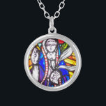 Ontwerp van Glas in lood met religieuze afbeelding Zilver Vergulden Ketting<br><div class="desc">Het Christelijke raamwerk van de Kerk kleurt-glazen ontwerp biedt een patroon van richante ruiten aan om dit heldere en kleurrijke Glas in lood Ontwerp met afbeelding van een Religieuze Cijfer te creëer.</div>