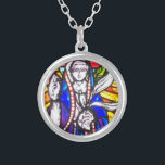 Ontwerp van Glas in lood met religieuze afbeelding Zilver Vergulden Ketting<br><div class="desc">Het Christelijke raamwerk van de Kerk kleurt-glazen ontwerp biedt een patroon van richante ruiten aan om dit heldere en kleurrijke Glas in lood Ontwerp met afbeelding van een Religieuze Cijfer te creëer.</div>