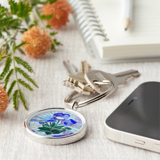 ontwerp van Glazen in lood bloemen Sleutelhanger (Zijkant)