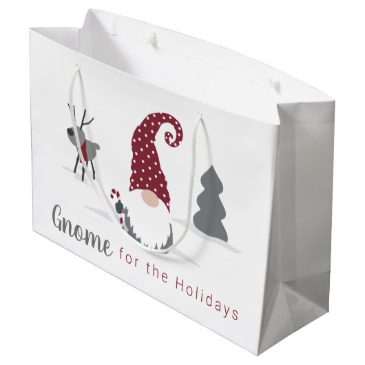 Ontwerp van Gnome en Reindeer Scandinavian Tomte Groot Cadeauzakje (Achterkant Gekanteld)