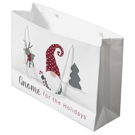 Ontwerp van Gnome en Reindeer Scandinavian Tomte Groot Cadeauzakje (Voorkant Gekanteld)