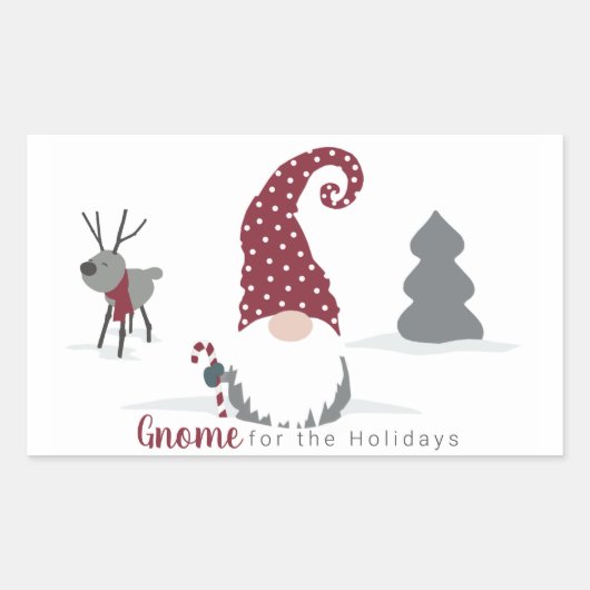 Ontwerp van Gnome en Reindeer Scandinavian Tomte Rechthoekige Sticker (Voorkant)