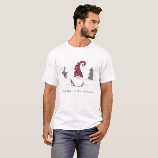 Ontwerp van Gnome en Reindeer Scandinavian Tomte T-shirt (Voorkant volledig)