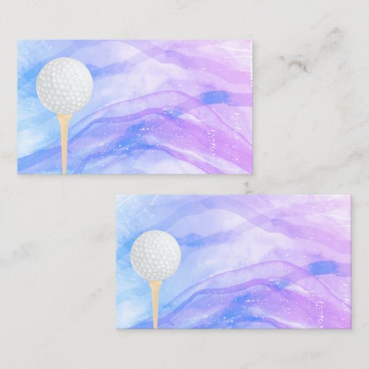ontwerp van golfbalblauw en paarse waterverf visitekaartje (Voorkant / Achterkant)