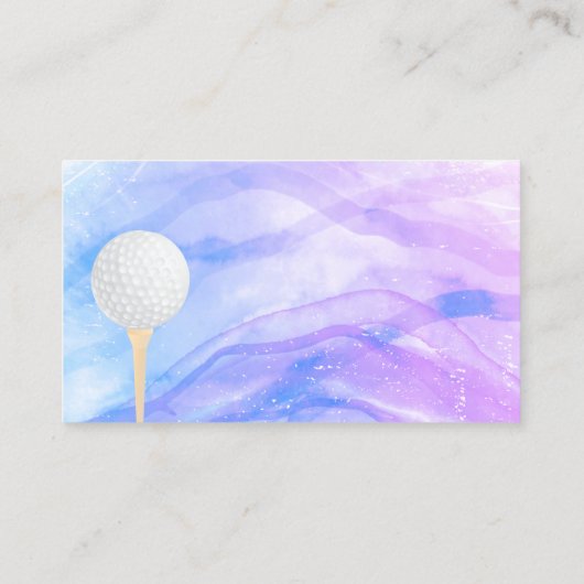 ontwerp van golfbalblauw en paarse waterverf visitekaartje (Achterkant)