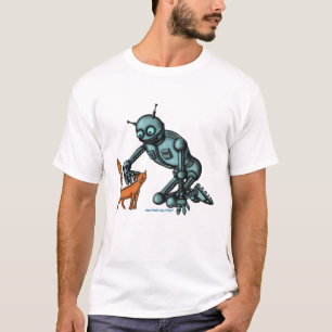Ontwerp van grappige robot- en kattenT-shirt T-shirt